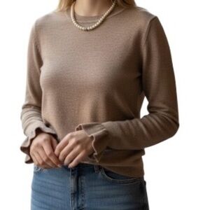 Woman’s merlino wool brown bell sleeve sweater